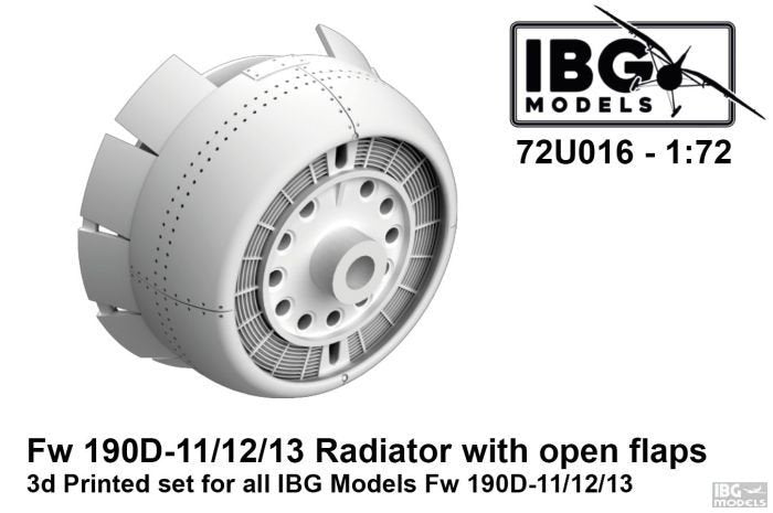 IBG 72U016 FW 190D-11/12/13 Radiateur à volets ouverts, kit imprimé en 3D pour maquettes IBG au 1/72