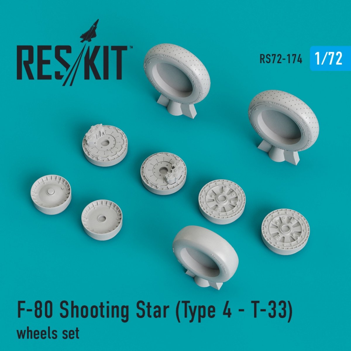 RESKIT RS72-0174 F-80 « SHOOTING STAR » (TYPE 4 - T-33) JEU DE ROUES 1/72