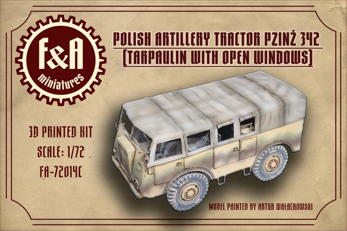 F&amp;A Miniatures FA-72014C Tracteur Pzinż 342 bâché fenêtres ouvertes 1/72