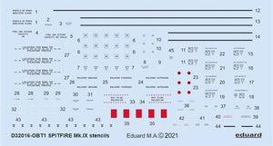 Eduard D32016 Spitfire Mk. IX stencils REVELL/TAMIYA 1/32