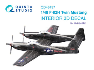 Intérieur coloré imprimé en 3D sur papier décalcomanie Quinta Studio QD48497 F-82H Twin Mustang (Modelsvit) 1/48