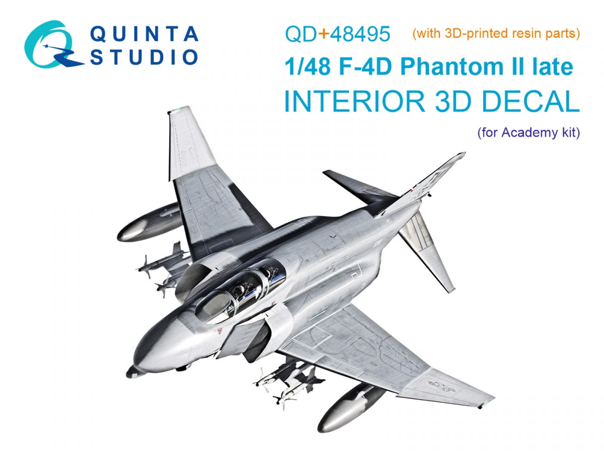 Quinta Studio QD+48495 F-4D late Phantom II 3D-Printed &amp; colored Interior on decal paper (Academy) (with 3D-printed resin parts) 1/48