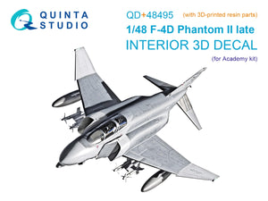 Intérieur imprimé en 3D et coloré sur papier décalcomanie (Academy) pour F-4D Phantom II tardif de Quinta Studio QD+48495 (avec pièces en résine imprimées en 3D) à l&amp;#39;échelle 1/48