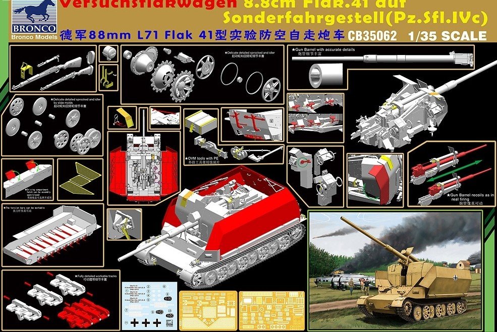 Bronco CB35062 Véhicule Flakwagen 8,8 cm Flak auf Sonderfahrgestell (Pz.Sfl.IVc) (1/35) – image 2