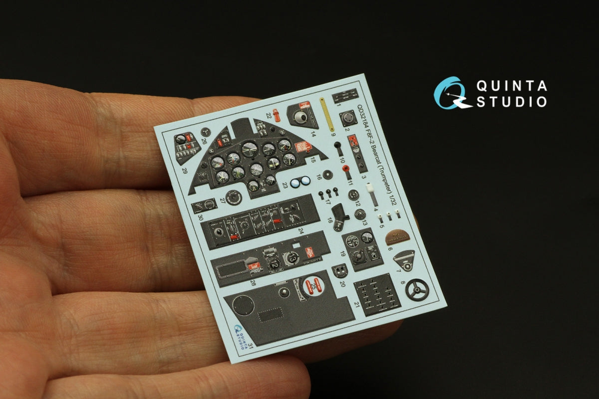 Intérieur coloré imprimé en 3D sur papier décalcomanie pour F8F-2 Bearcat (Trumpeter) Quinta Studio QD32184, échelle 1/32 – image 6