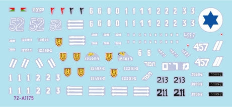 Star Decals 72-A1175 Marquages ​​des premiers véhicules blindés de Tsahal (IDF) n° 2. Véhicules blindés israéliens (1948-1949) : Sherman 75 mm, Sherman 105 mm, Cromwell Mk IVF, Hotchkiss 39 H, Vickers Light Tank Mk VI B. Échelle : 1/72 – imagen 3