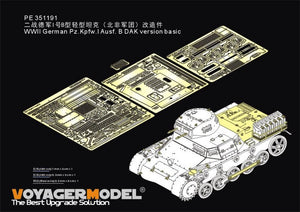 Maquette Voyager PE351191, char allemand Pz.Kpfw.I Ausf. B DAK version de base (pour TAKOM 2145), échelle 1/35