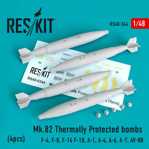 RESKIT RS48-0344 MK.82 BOMBES THERMIQUEMENT PROTÉGÉES (4 PIÈCES) 1/48