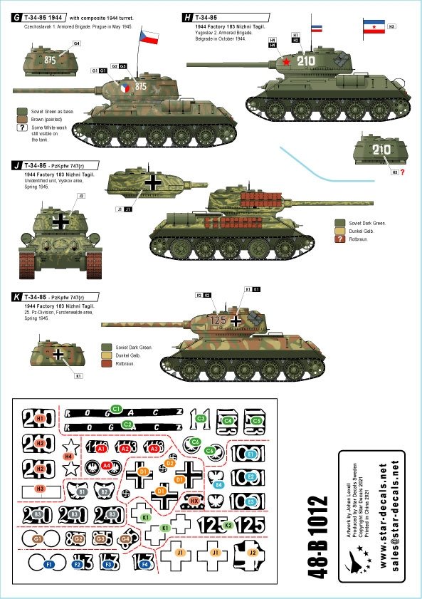 Star Decals 48-B1012 T-34-85 Char moyen 1/48 – image 2