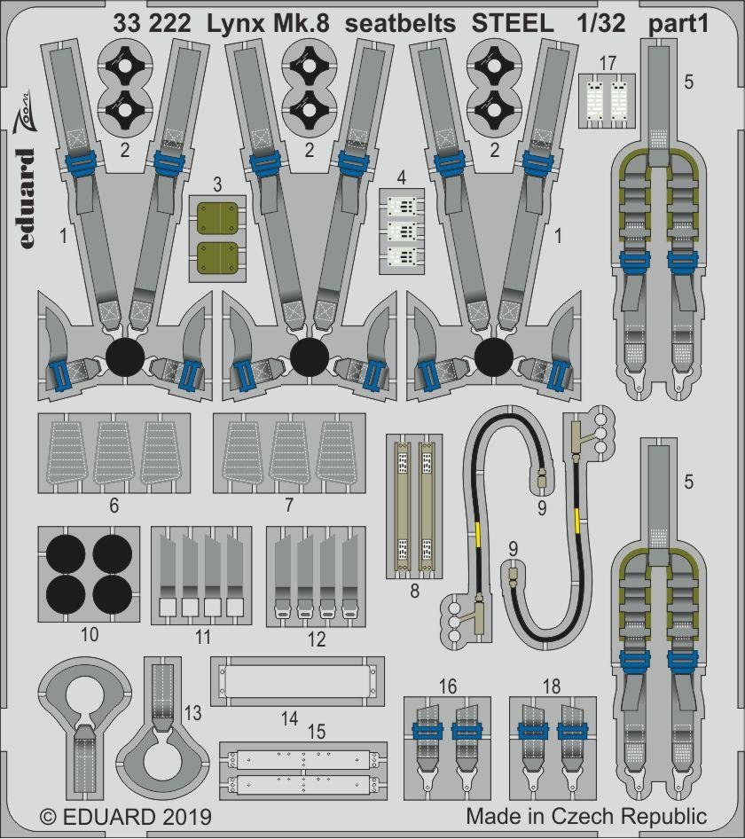 Ceintures de sécurité Eduard 33222 Lynx Mk.8 en acier Revell 1/32