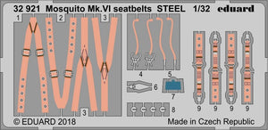 Ceintures de sécurité Eduard 32921 Mosquito Mk. VI en acier Tamiya 1/32