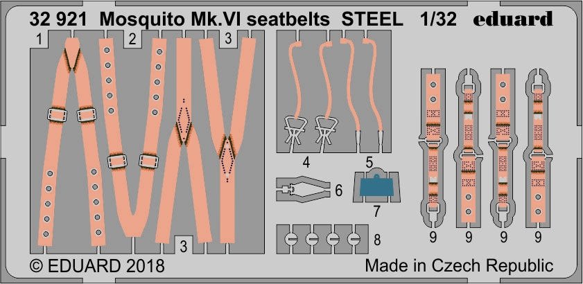 Ceintures de sécurité Eduard 32921 Mosquito Mk. VI en acier Tamiya 1/32
