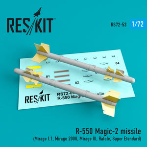 RESKIT RS72-0053 R-550 MAGIC-2 MISSILES (4 PIÈCES) 1/72