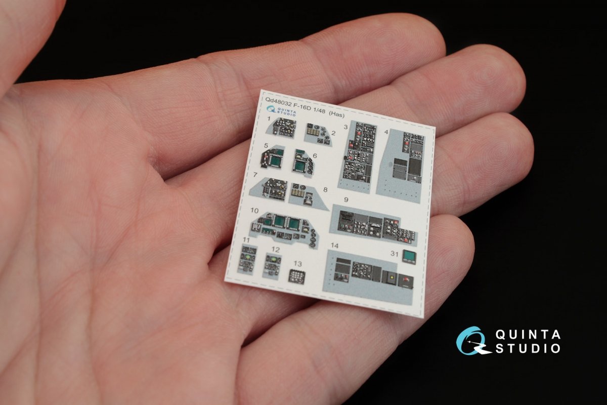 Intérieur imprimé en 3D et coloré sur papier décalcomanie Quinta Studio QD48032 F-16D (pour maquette Hasegawa) 1/48 – image 2