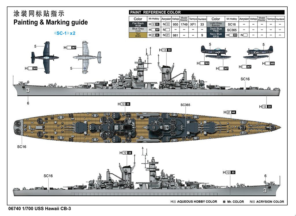 Trumpeter 06740 USS Hawaii CB-3 1/700 – Bild 3