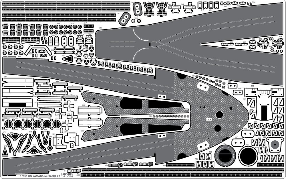 Pontos 37025FB IJN Musashi 1944 Kit de détails, pont noir charbon avancé (1/350) – imagen 12