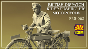 Copper State Models F35-062 Cavalier de liaison britannique poussant sa moto (moto non incluse) 1/35