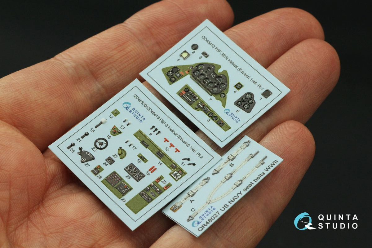 Intérieur imprimé en 3D et coloré sur papier décalcomanie Quinta Studio QD48413 F6F-3E/N Hellcat (Eduard) 1/48 – image 6