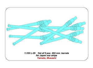 Aber 350L-09 Ensemble de 9 canons de 460 mm pour les navires japonais Yamato et Musashi (1/350) – imagen 6