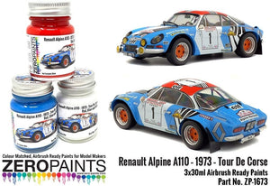 Zero Paints 1673 Renault Alpine A110 – 1973 – Tour de Corse Rouge - Blanc - Bleu, coffret de 3 x 30 ml – image 2