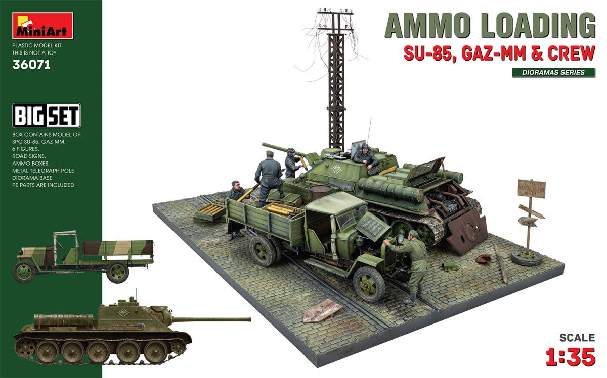 Miniart 36071 CHARGEMENT DE MUNITIONS. SU-85, GAZ-MM et ÉQUIPAGE. GRAND ENSEMBLE 1/35