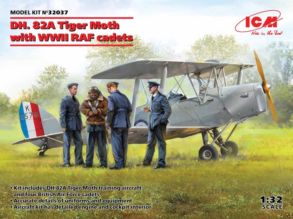 ICM 32037 DH. 82A Tiger Moth avec des cadets de la RAF de la Seconde Guerre mondiale, échelle 1/32