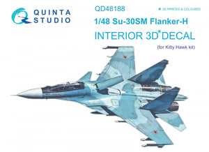 Intérieur coloré imprimé en 3D sur papier décalcomanie Quinta Studio QD48188 Su-30SM (pour kit KittyHawk) 1/48