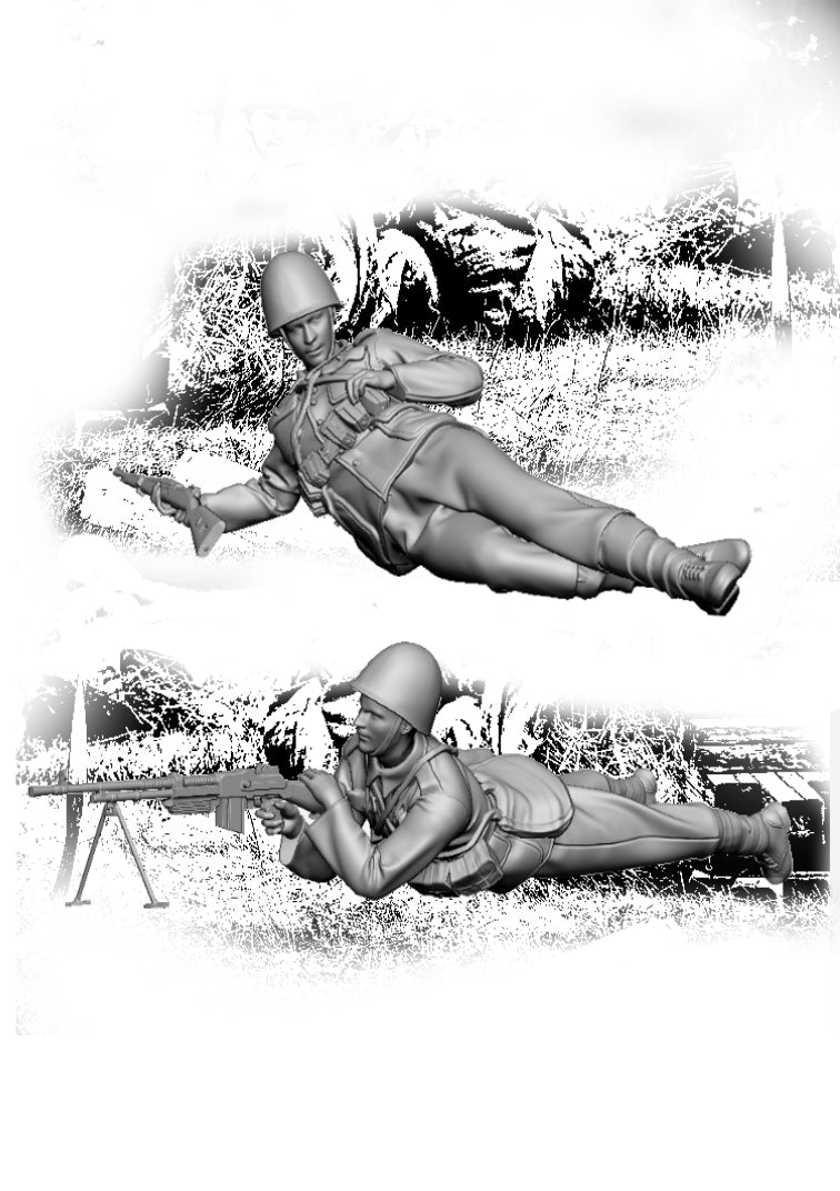 Glowel Miniatures 35909 Polish Infantry Lying (2 Figures, 3D Printed) 1/35