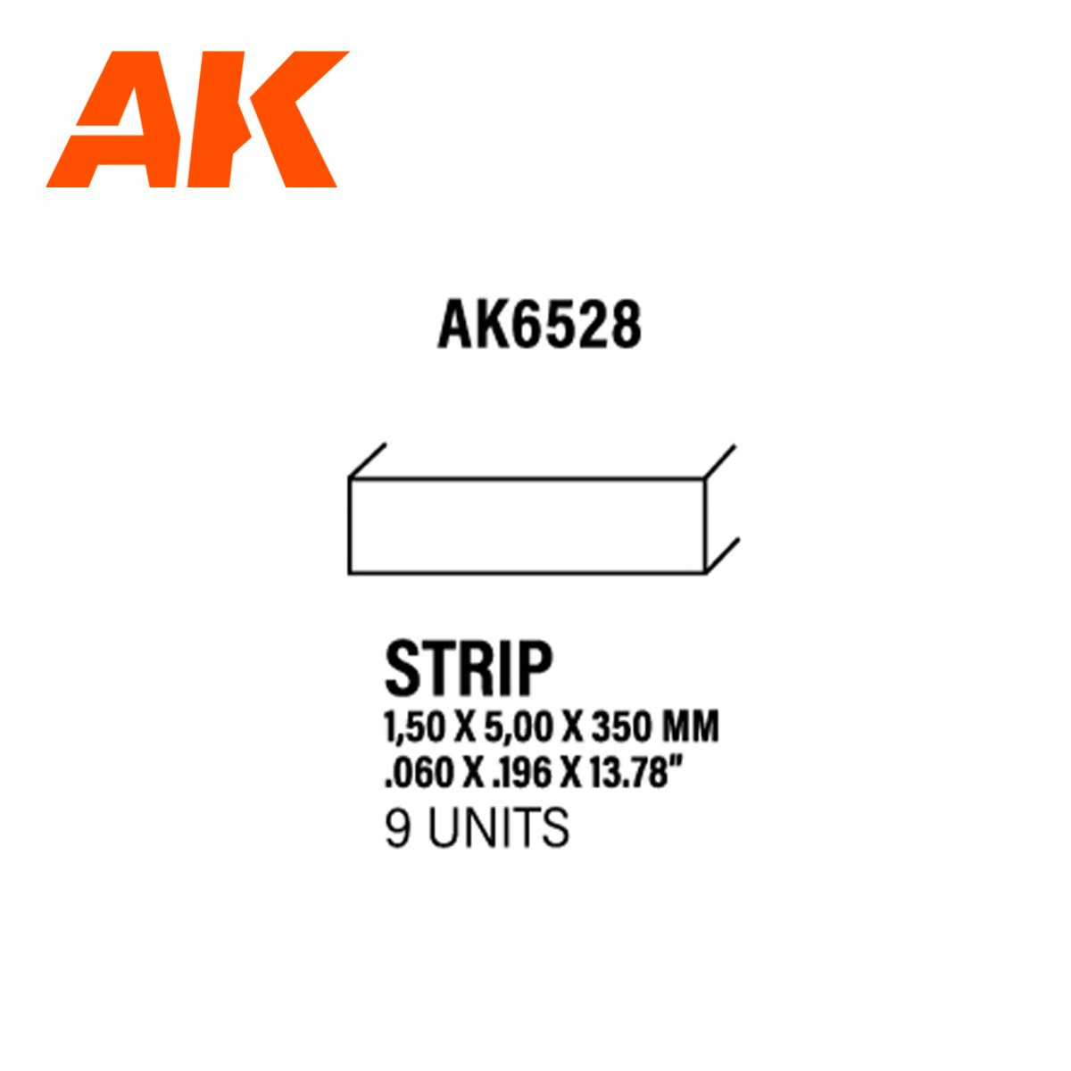 AK Interactive AK6528 BANDES 1,50 X 5,00 X 350MM – BANDE DE STYRÈNE – (9 UNITÉS)