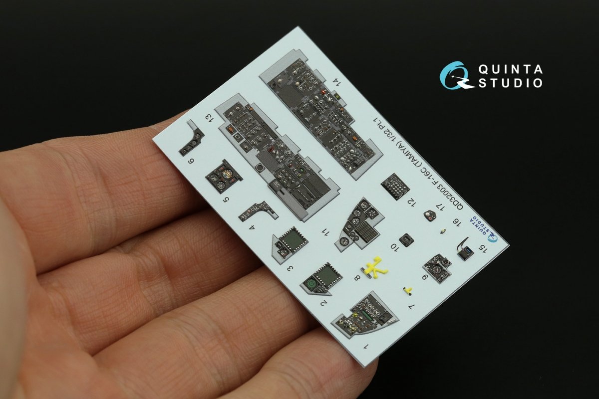 Intérieur imprimé en 3D et coloré sur papier décalcomanie Quinta Studio QDS-32003 F-16C (Tamiya) (petite version) 1/32 – image 12