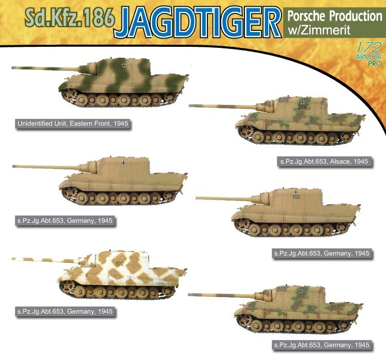 Dragon 7291 Jagdtiger, version Porsche avec Zimmerit (1/72) – immagine 2
