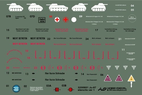 HobbyDecal ST32009V1 Ju-87 Pochoirs ver 1 1/32
