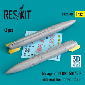 RESKIT RSU32-0120 MIRAGE 2000 RPL 501/502 RÉSERVOIRS DE CARBURANT EXTERNES 1700 L (2 PIÈCES) (IMPRIMÉS EN 3D) 1/32