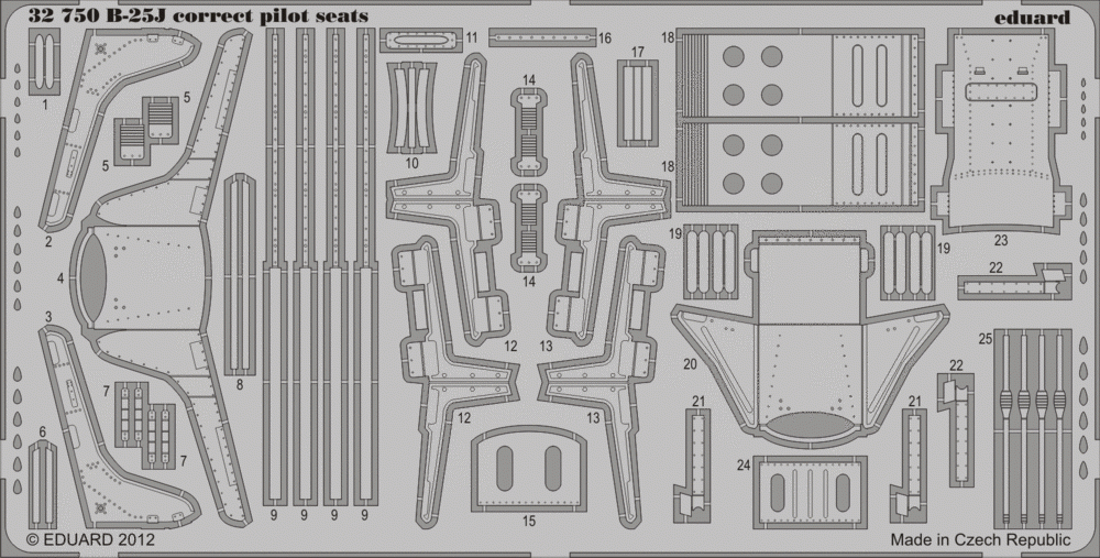 Sièges de pilote corrects Eduard 32750 B-25J HK MODELS (1/32)