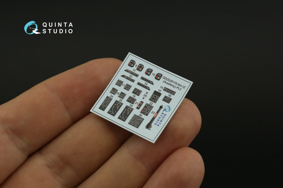 Intérieur coloré imprimé en 3D sur papier décalcomanie (Academy) pour Quinta Studio QD+35119 AH-1Z (avec pièces en résine imprimées en 3D) à l&amp;#39;échelle 1/35 – image 6