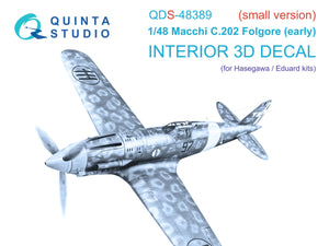 Quinta Studio QDS-48389 Macchi C.202 Folgore Early Intérieur imprimé en 3D et coloré sur papier décalcomanie (Hasegawa/Eduard) (Petite version) 1/48