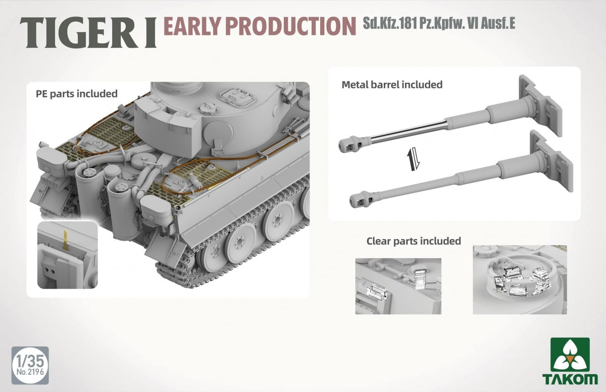 Takom 2196 TIGER I PREMIÈRE PRODUCTION Sd.Kfz.181 Pz.Kpfw.VI Ausf.E 1/35 – image 3