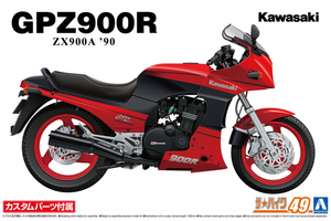 Aoshima 06709 Kawasaki ZX900A GPZ900R Ninja &amp;#39;90 avec pièces personnalisées 1/12