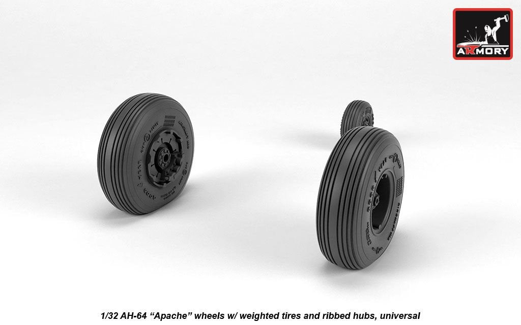 Roues Armory Models AW32312 AH-64 Apache avec pneus lestés, moyeux nervurés 1/32 – immagine 4