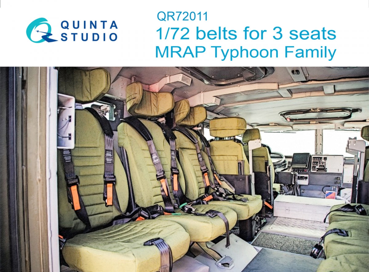 Quinta Studio QR72011 MRAP Typhoon Family belts, for 3 seats, 3D-Printed &amp; colored on decal paper (all kits) 1/72