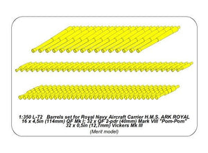 Ensemble de canons Aber 350L-72 pour HMS Ark Royal : 16 canons QF Mk I de 114 mm ; 32 canons QF Mark VIII Pom-Pom de 40 mm ; 32 canons Vickers Mk III de 12,7 mm (échelle 1/350). – Bild 2