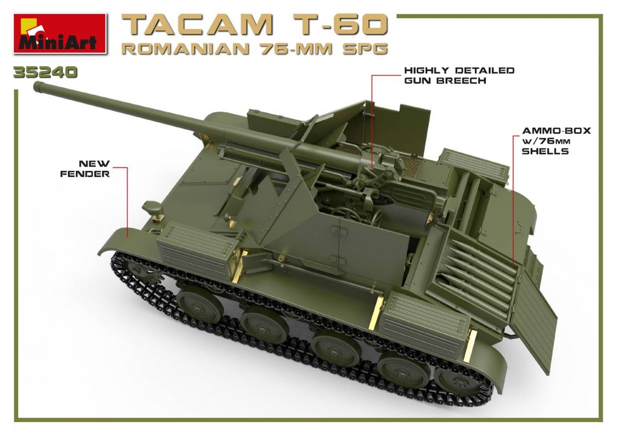 MiniArt 35240 KIT INTÉRIEUR SPG TACAM T-60 ROUMAIN 76 mm 1/35 – immagine 6