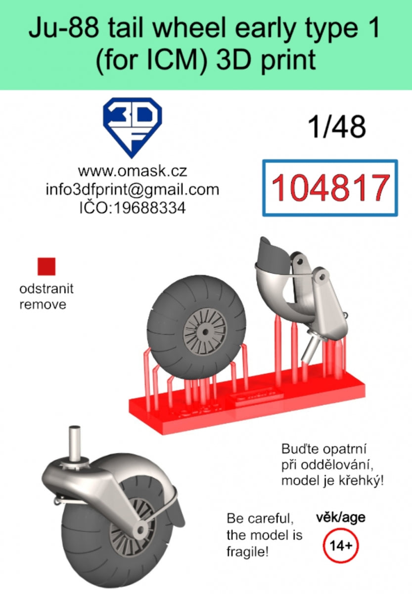Omask 104817 Ju-88 roulette de queue type 1 (impression 3D pour ICM) 1/48 – immagine 2
