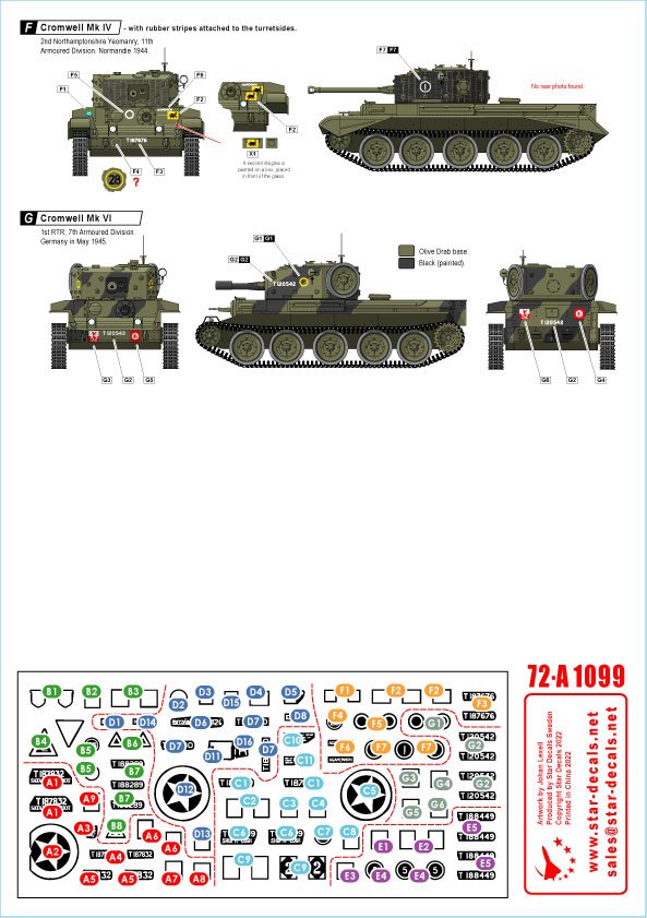 Star Decals 72-A1099 Cromwell Mk IV/VI britannique, de Normandie à Allemagne. Échelle 1/72  – image 3
