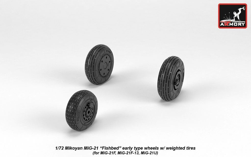Armory Models AW72048 Roues Fishbed pour Mikoyan MiG-21 avec pneus lestés, échelle 1/72 (début de la production)