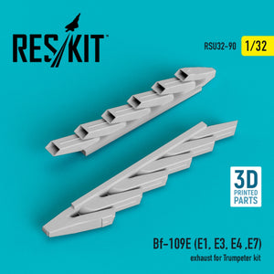 Échappement RESKIT RSU32-0090 BF-109E (E1, E3, E4, E7) pour kit Trumpeter (impression 3D) 1/32