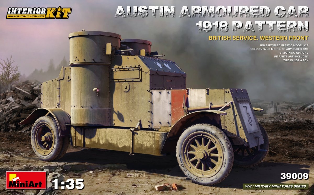 Miniart 39009 Voiture blindée Austin modèle 1918. Service britannique. Front de l&amp;#39;Ouest. Maquette intérieure 1/35