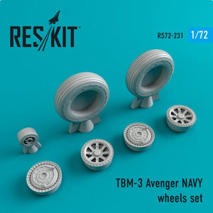 RESKIT RS72-0231 Jeu de roues TBM-3 Avenger NAVY 1/72