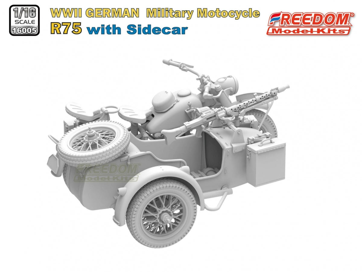 Freedom 16005 R75 avec side-car, moto allemande de la Seconde Guerre mondiale, échelle 1/16 – image 3