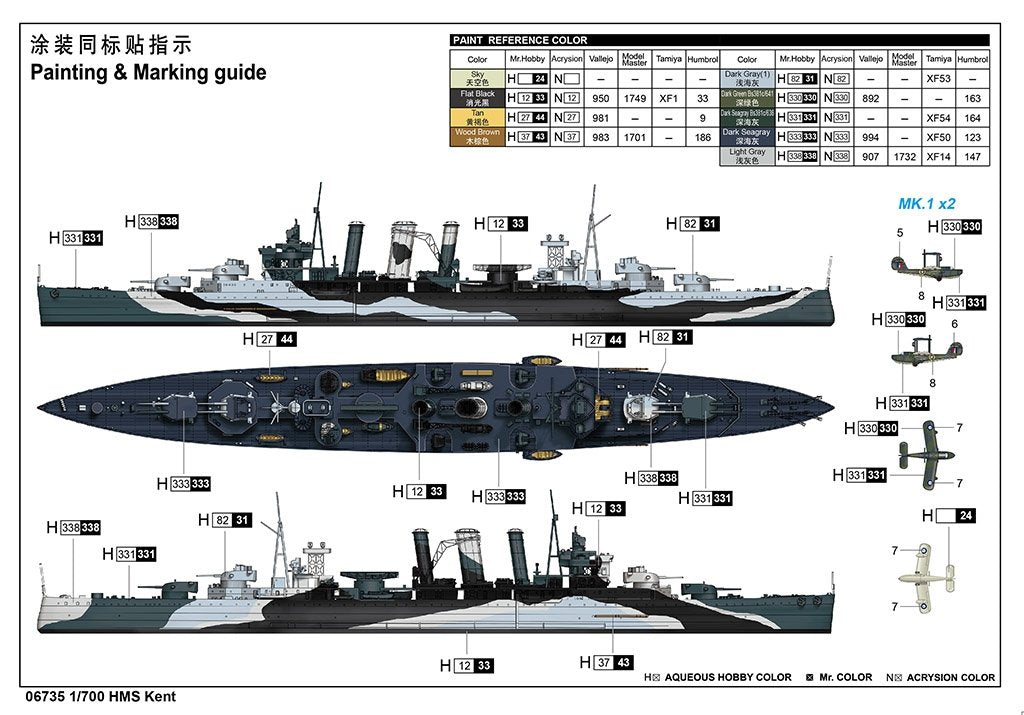 Trumpeter 06735 HMS Kent 1/700 – zdjęcie 4
